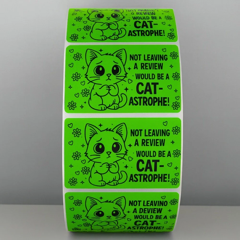 Cat Review Stickers – Cute Not Leaving a Review Would Be a Catastrophe Labels